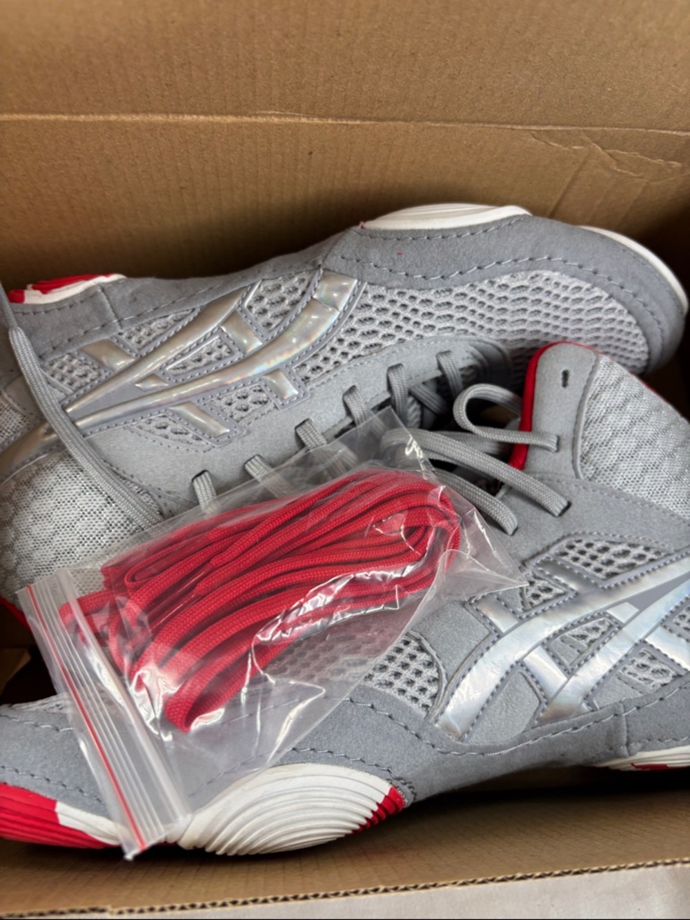 ASICS MATBLAZER Piedmont Ortholite  grey /classic red lace up shoes 8.5 NWT - Picture 14 of 15